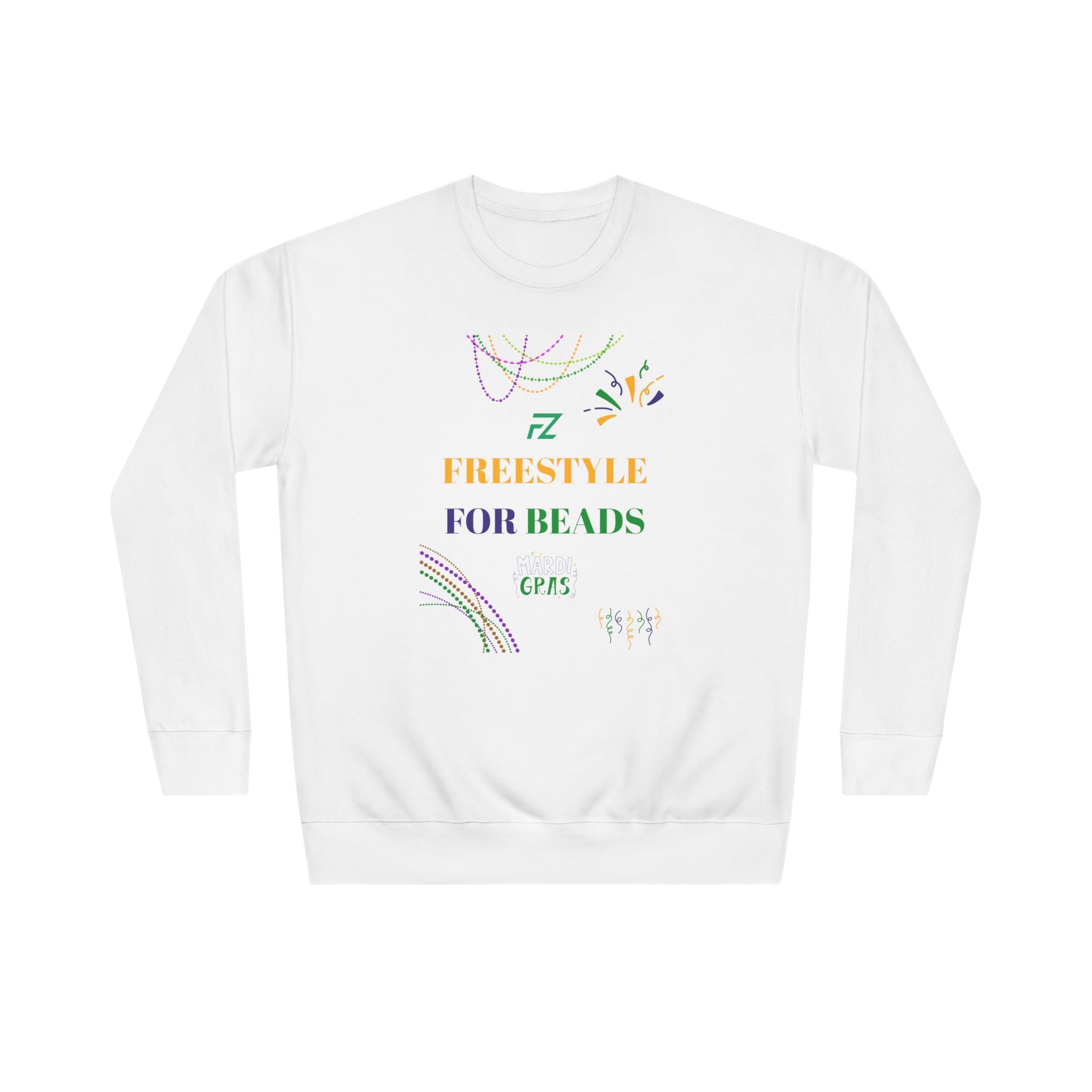 "Freestyle Four Beads" Crewneck Sweatshirt — Mardi Gras 2026