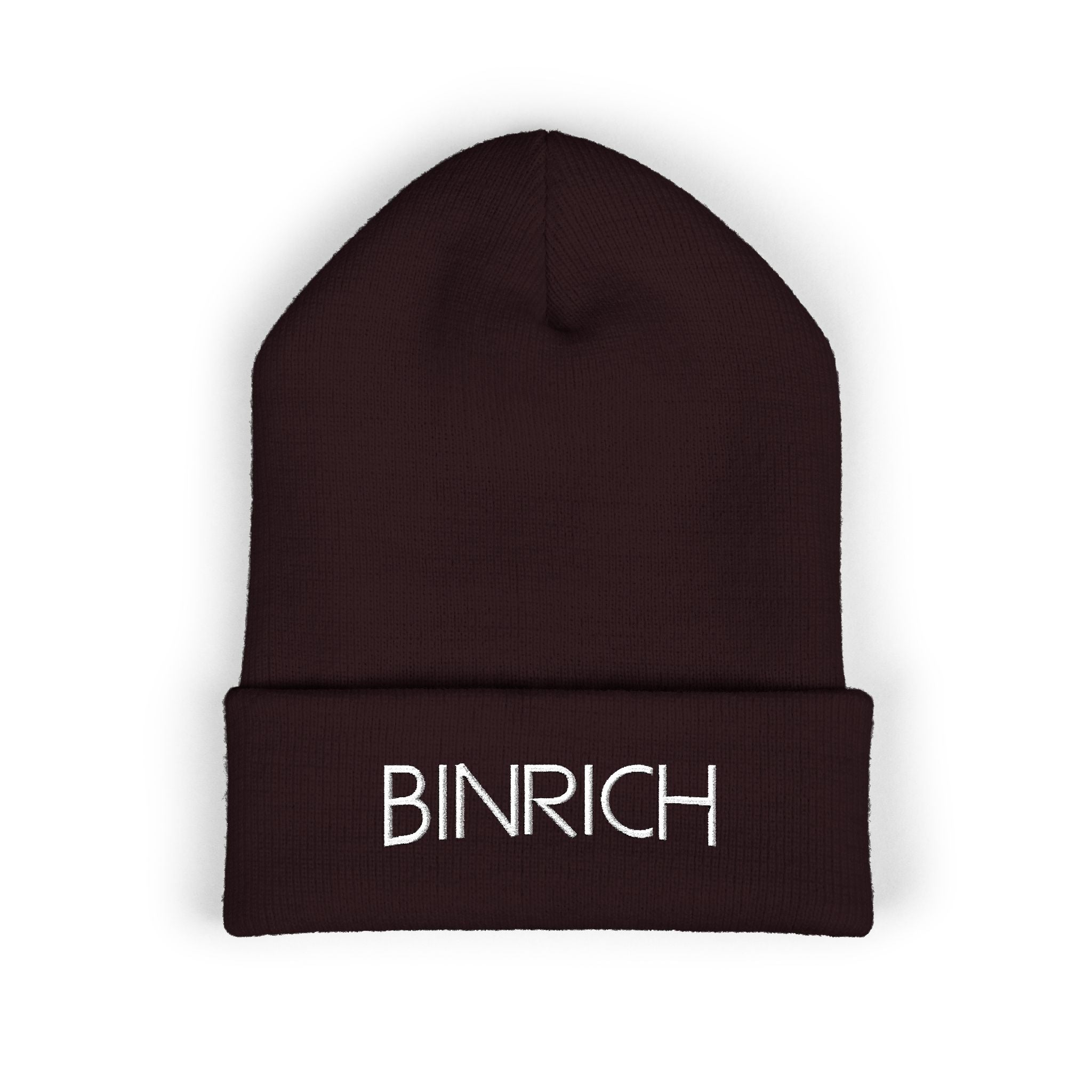 Embroidered "BINRICH" Classic Cuffed Beanie — Warm Knit Winter Hat