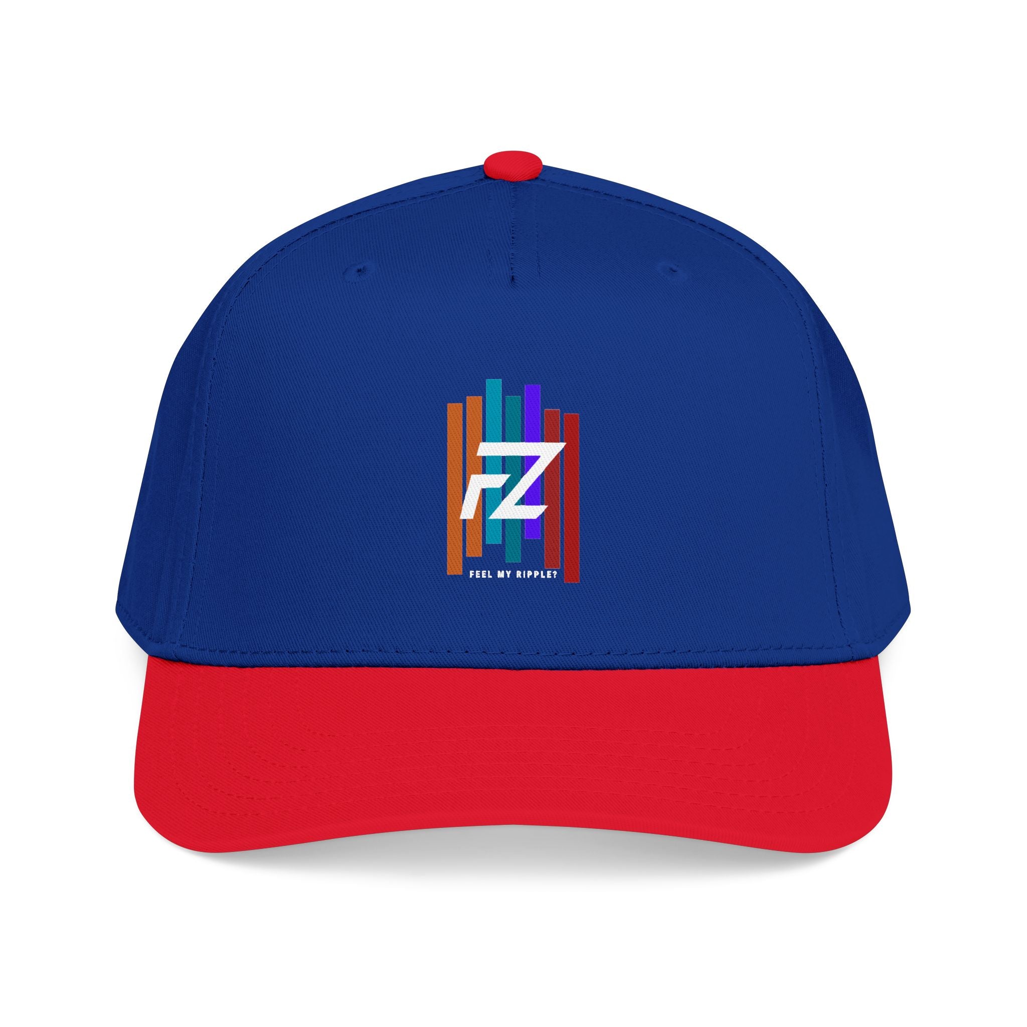 BARS FEEL MY RIPPLE? Mid Profile Baseball Cap — Colorful 'FZ' Retro Stripe Logo Hat