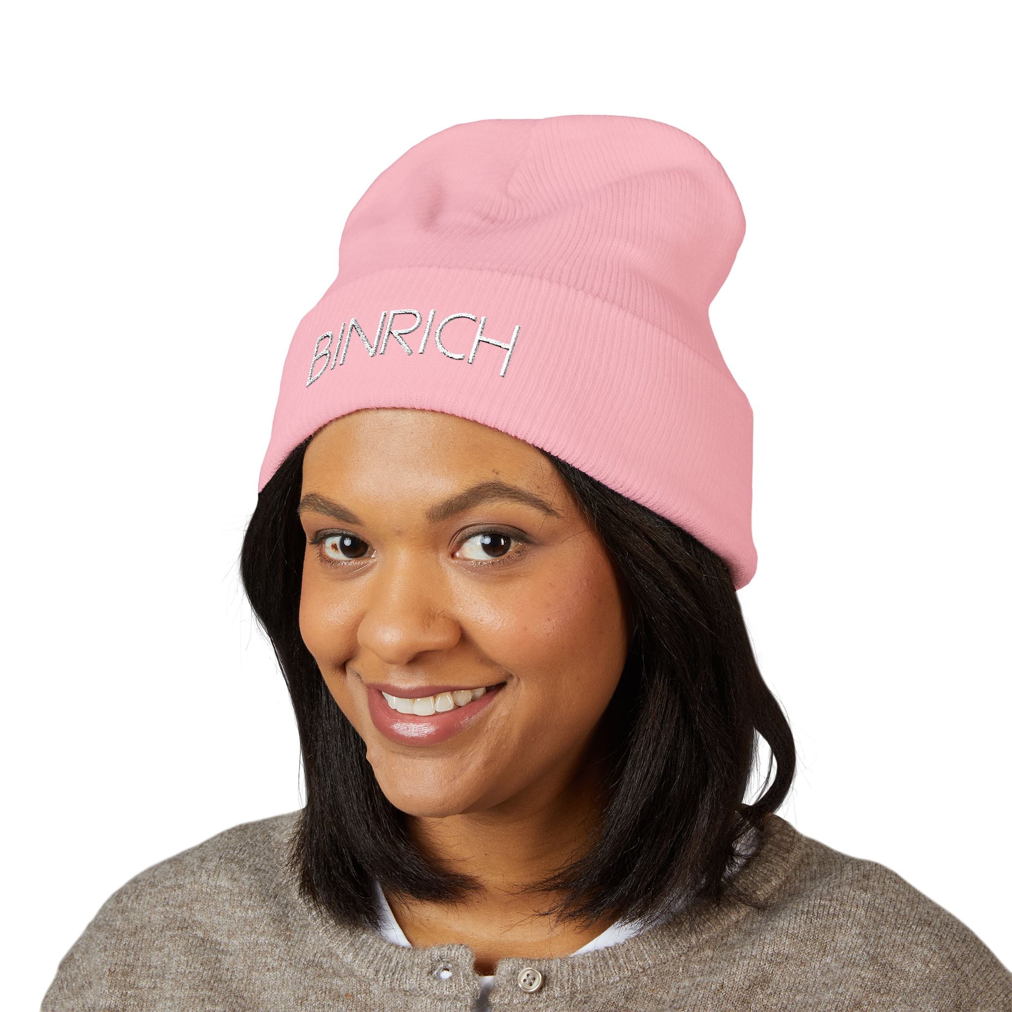 Embroidered "BINRICH" Classic Cuffed Beanie — Warm Knit Winter Hat