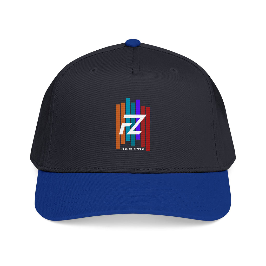 BARS FEEL MY RIPPLE? Mid Profile Baseball Cap — Colorful 'FZ' Retro Stripe Logo Hat