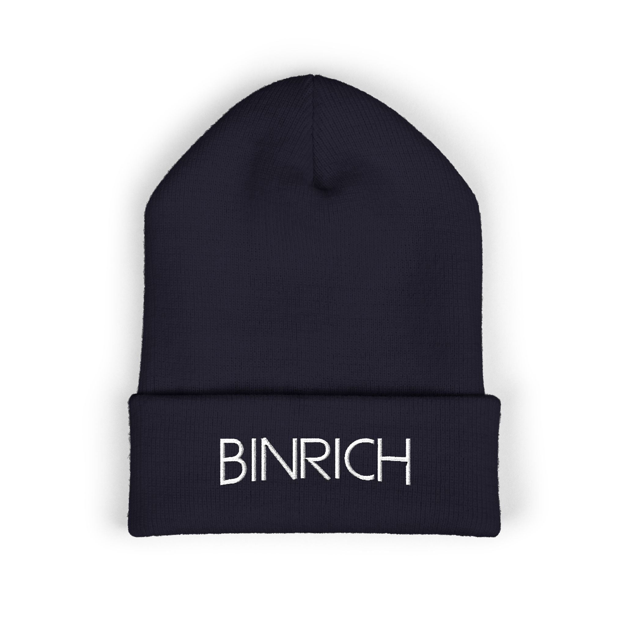 Embroidered "BINRICH" Classic Cuffed Beanie — Warm Knit Winter Hat