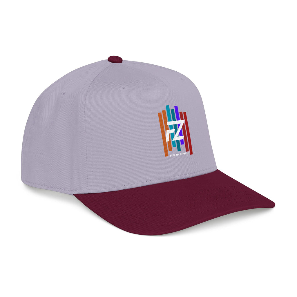 BARS FEEL MY RIPPLE? Mid Profile Baseball Cap — Colorful 'FZ' Retro Stripe Logo Hat