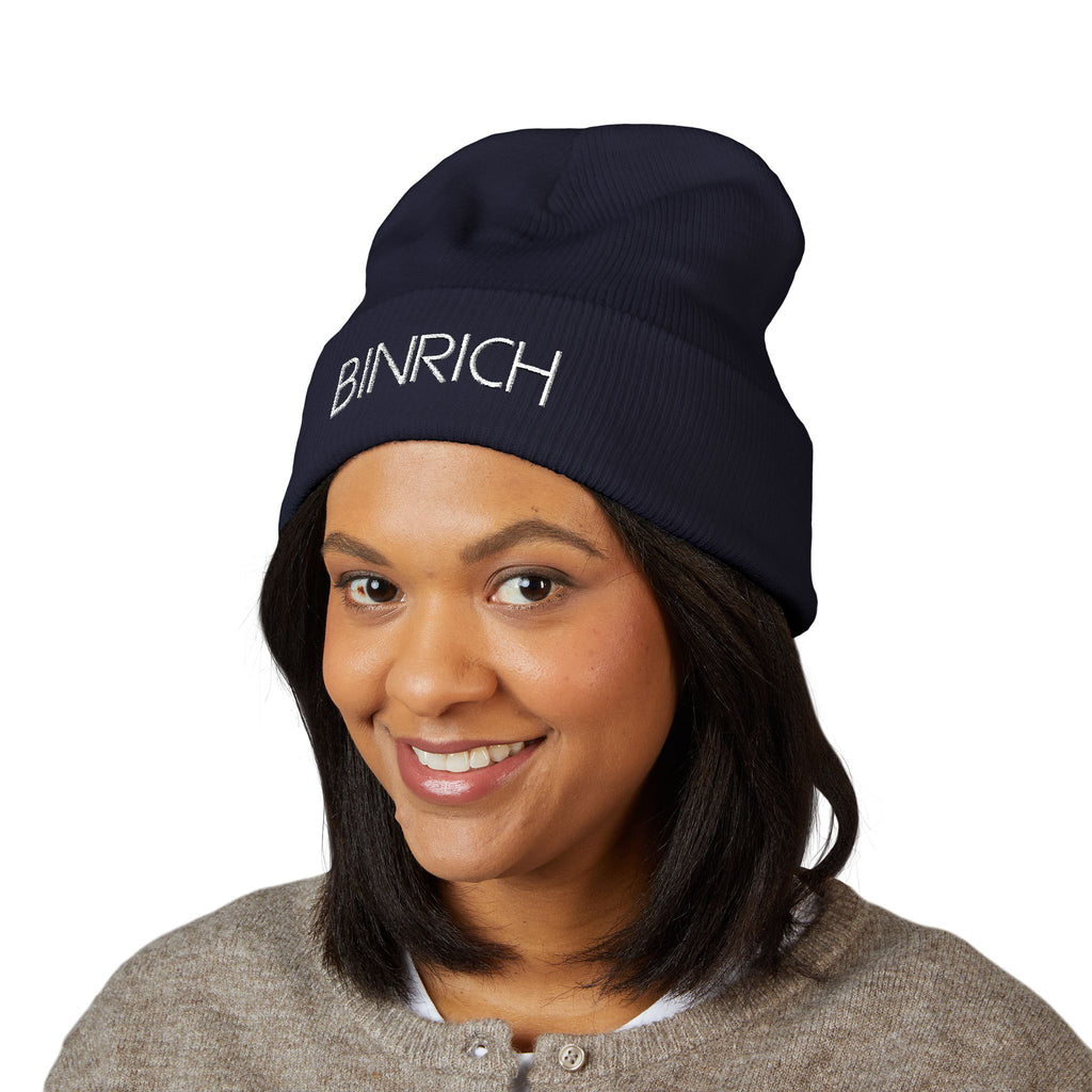 Embroidered "BINRICH" Classic Cuffed Beanie — Warm Knit Winter Hat