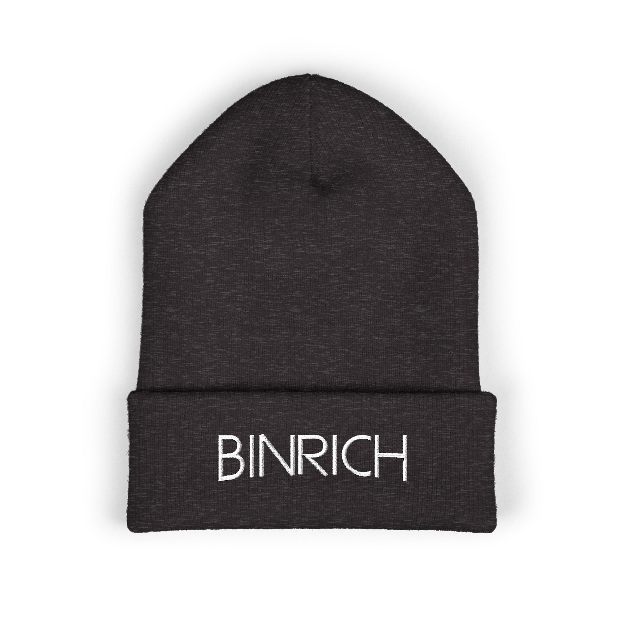 Embroidered "BINRICH" Classic Cuffed Beanie — Warm Knit Winter Hat
