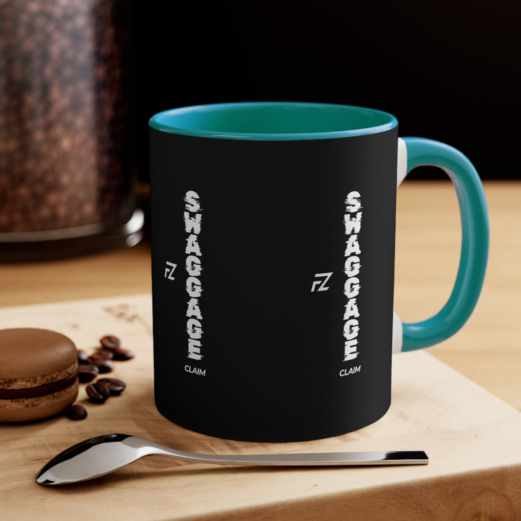 'Swaggage Claim' Vertical Logo Accent Mug — 11oz Coffee Cup