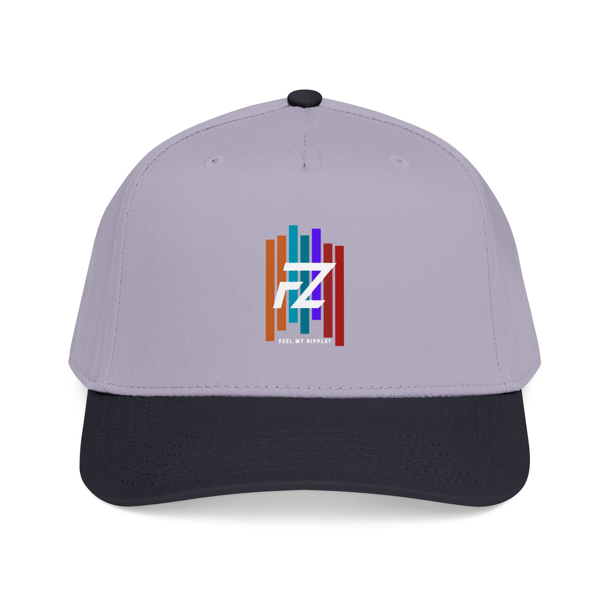 BARS FEEL MY RIPPLE? Mid Profile Baseball Cap — Colorful 'FZ' Retro Stripe Logo Hat