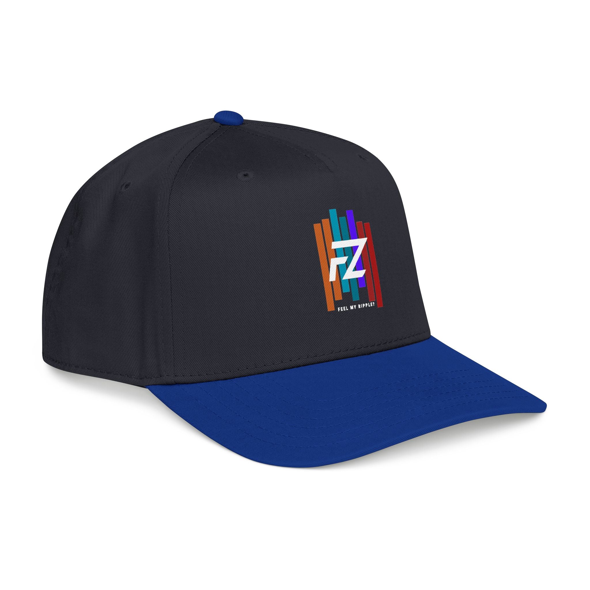 BARS FEEL MY RIPPLE? Mid Profile Baseball Cap — Colorful 'FZ' Retro Stripe Logo Hat