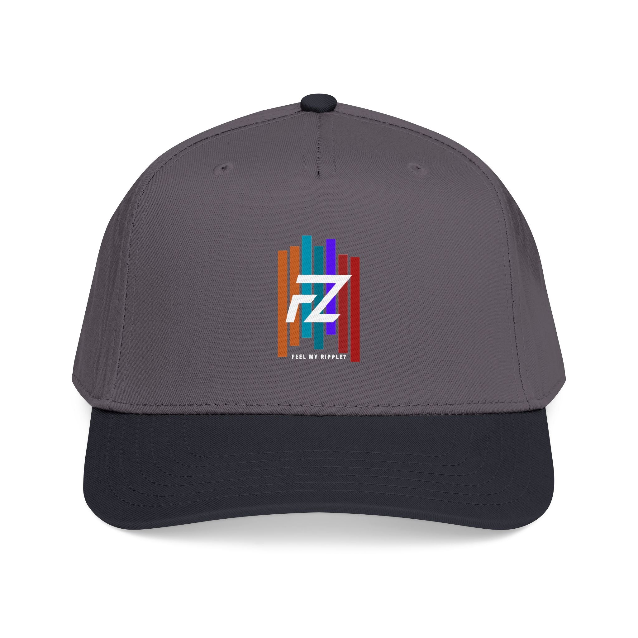 BARS FEEL MY RIPPLE? Mid Profile Baseball Cap — Colorful 'FZ' Retro Stripe Logo Hat