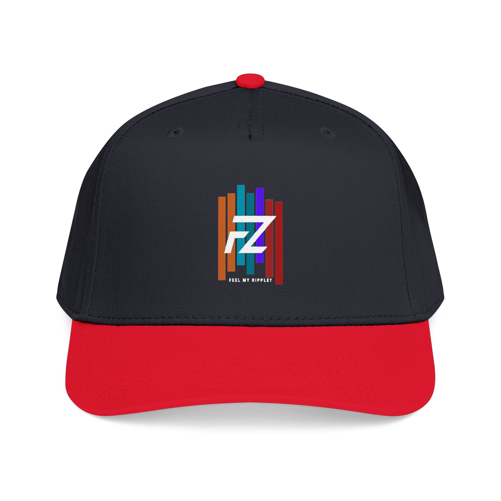 BARS FEEL MY RIPPLE? Mid Profile Baseball Cap — Colorful 'FZ' Retro Stripe Logo Hat
