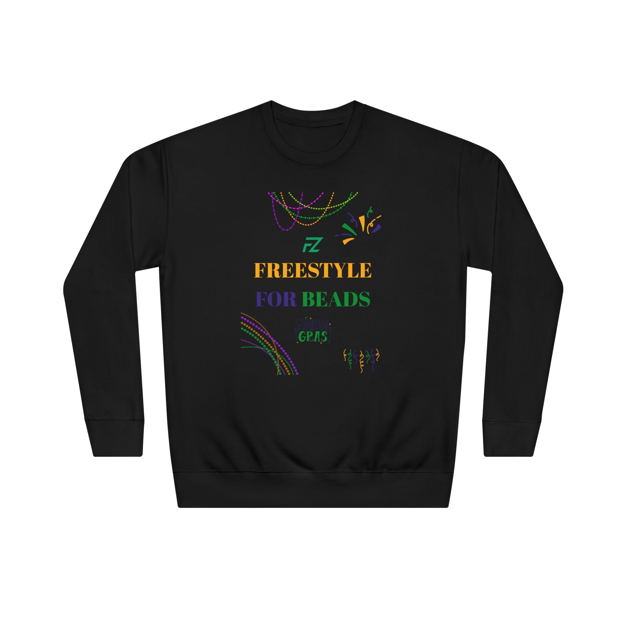 "Freestyle Four Beads" Crewneck Sweatshirt — Mardi Gras 2026