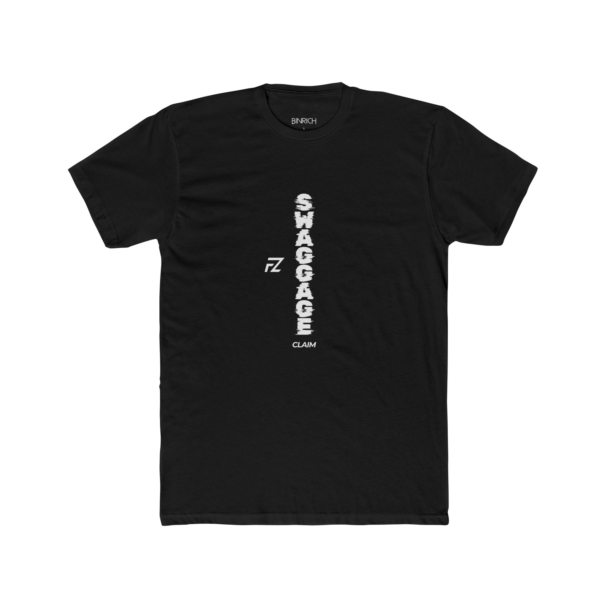 Vertical FZ "SWAGGAGE CLAIM" Graphic Tee — Streetwear Black Cotton Crew Shirt