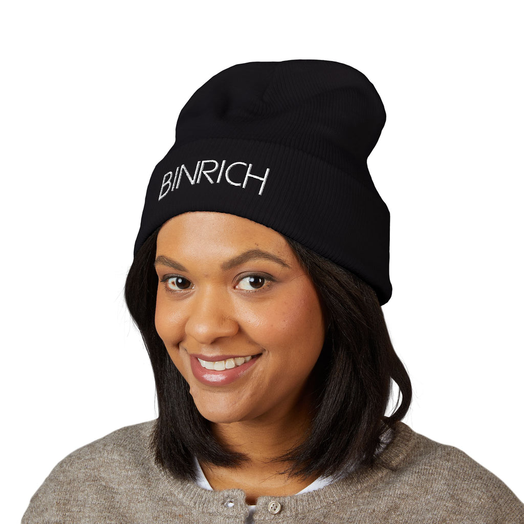 Embroidered "BINRICH" Classic Cuffed Beanie — Warm Knit Winter Hat