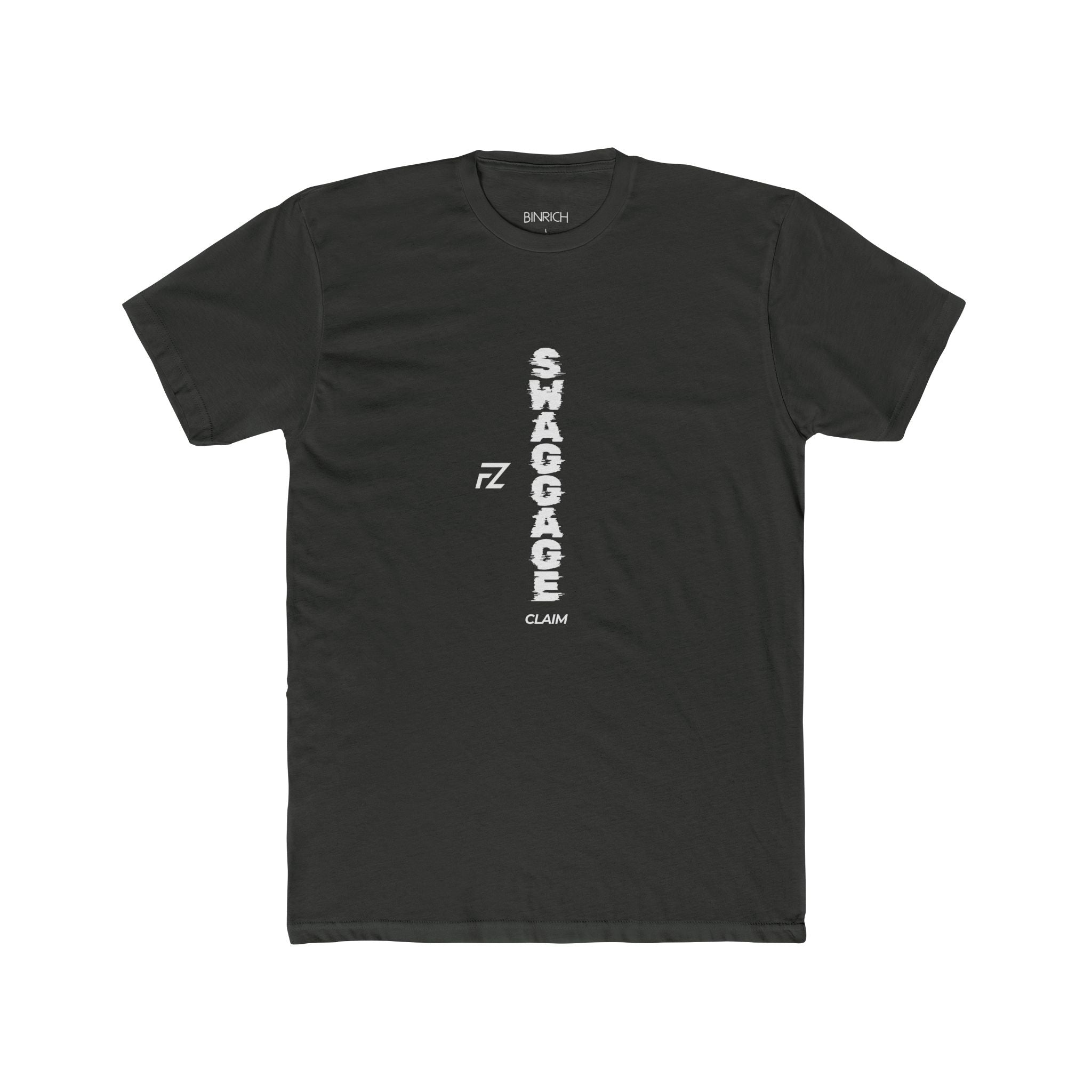 Vertical FZ "SWAGGAGE CLAIM" Graphic Tee — Streetwear Black Cotton Crew Shirt