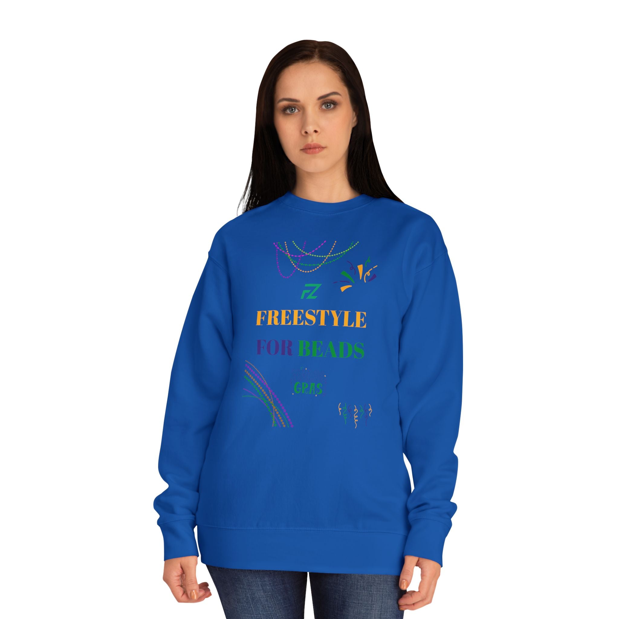 "Freestyle Four Beads" Crewneck Sweatshirt — Mardi Gras 2026